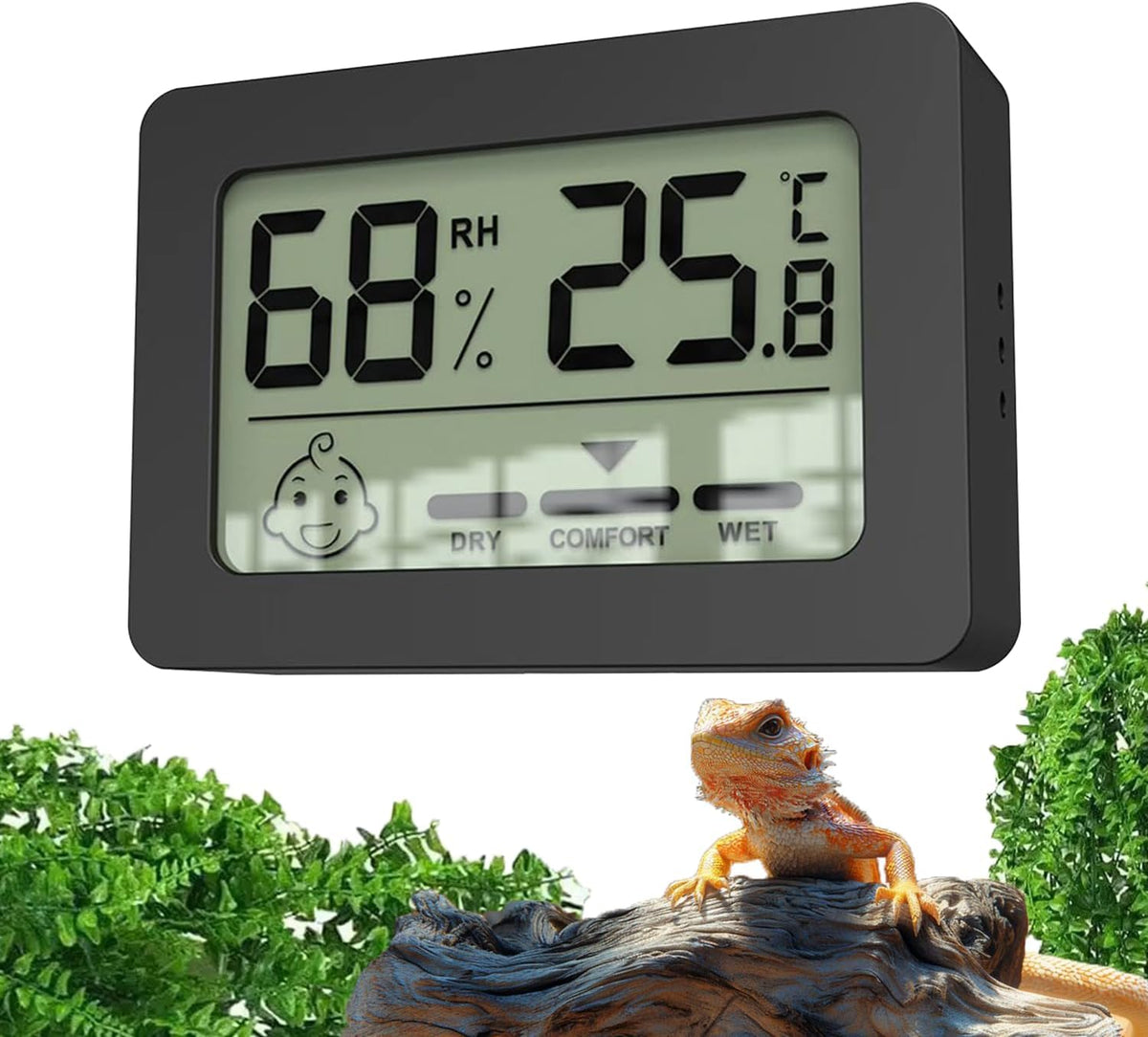 Reptile Thermometer and Hygrometer - KD40-Black / 1Pack