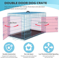 BestPet | Dog Crate | 36" | Blue | Foldable Metal Kennel with Double Doors, Secure Slide-Bolt Latches, Leakproof Tray | Portable Dog Cage for Medium Sized Breeds | for Travel, Indoor & Outdoor Use