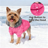 Dog Coat for Small Dogs, Windproof Doggie Puffer Jacket with Leash Hole, Extra Warm Dog Jacket - XX-Large / Pink - image 2