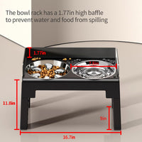 Elevated Dog Bowls for Medium and Large Dogs - 1 Stainless Slow Feeder & 1 Stainless Bowl / Black - image 3