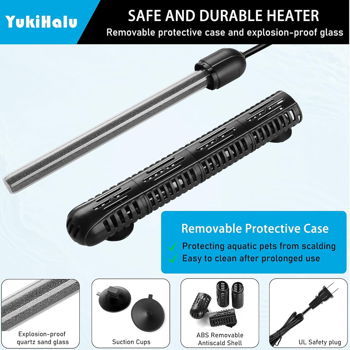 YukiHalu Aquarium Heater 50/100/200/300/500W with Protective Case - 100W - image 4