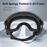 Dog Sunglasses UV Protection Clear Dog Goggles Windproof Glasses with Elastic Straps for Medium-Large Breed, Black Frame + Clear Lens