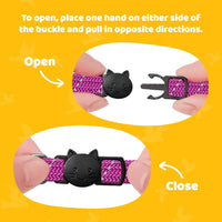 Reflective Breakaway Cat Collar with Bell, Safe Design - Purple - image 4