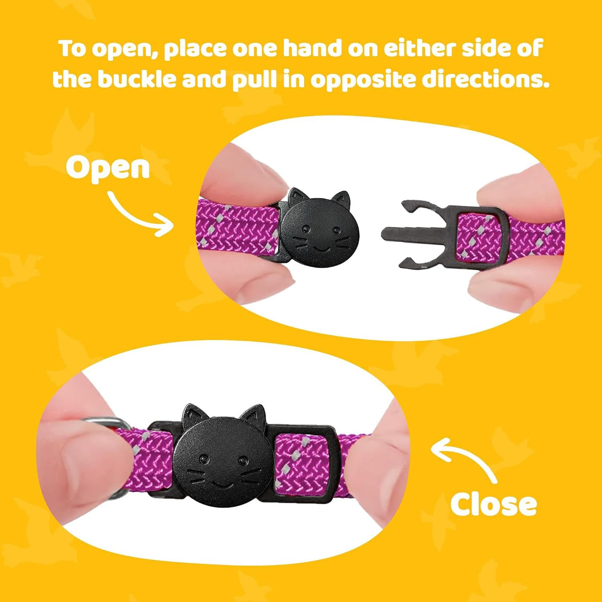 Reflective Breakaway Cat Collar with Bell, Safe Design - Purple - image 4