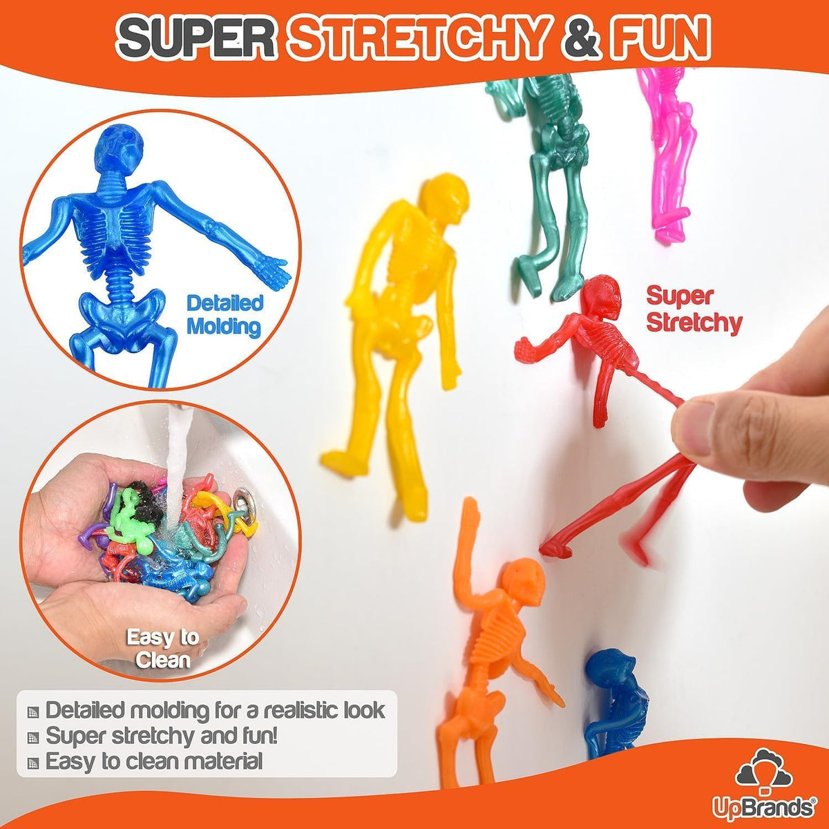UpBrands 24 pack stretchy skeleton toys in 12 assorted colors for Halloween - view 3