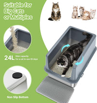 Stainless Steel Litter Box with Lid, Metal Cat Litter Box - 14"H Grey - image 2
