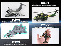 Crelloci army airplane toys set, five die cast military fighter jets and a transport plane - view 7