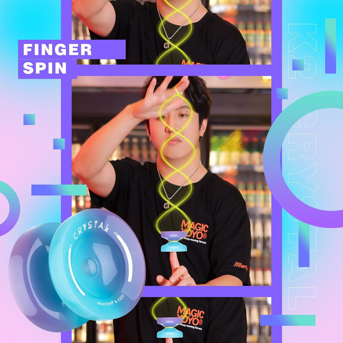 K2 Crystal Responsive Yoyo for Kids，Professional Yo-yo for Beginners – Fun for Kids & Family - Blue Purple - image 2