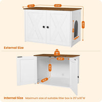 Cat Litter Box Enclosure, Hidden Litter Box Furniture - White+Warm Brown - image 4