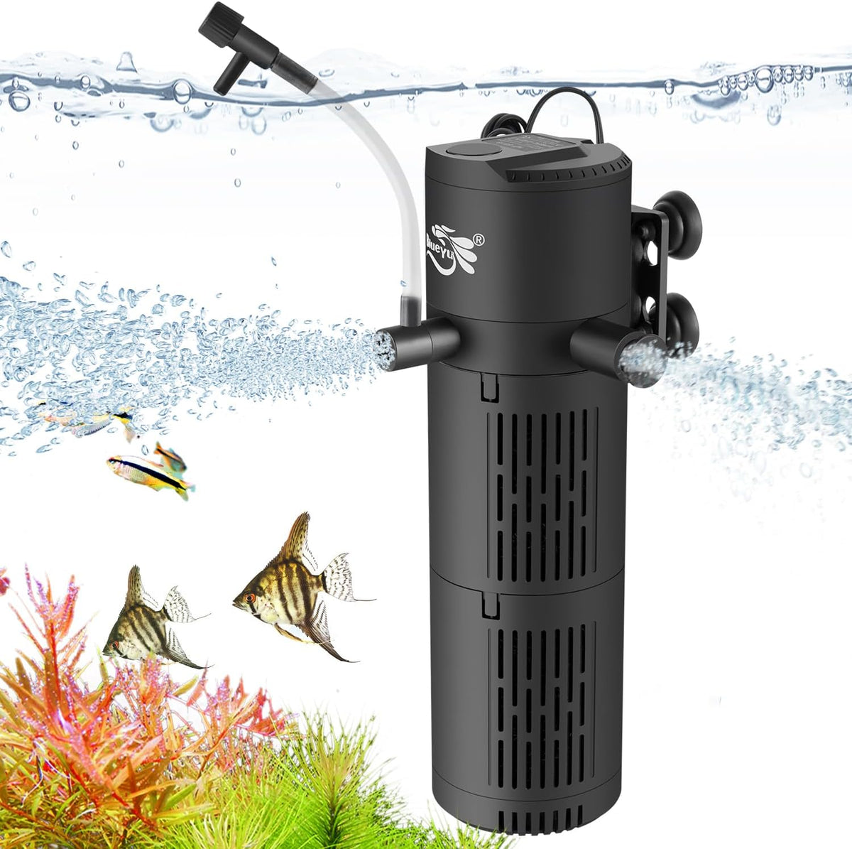 Aquarium Filter, Fish Tank Filter 4-in-1 for 30-80 Gallon Tanks - 12W (for 30-80Gal)