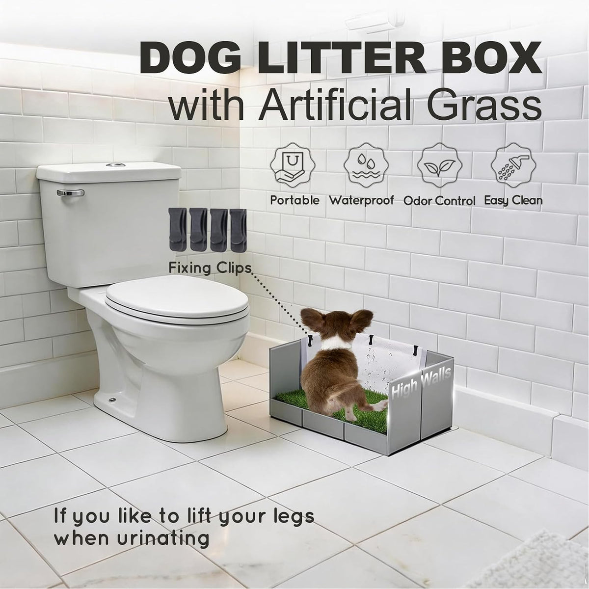 HQ4US Dog Grass Pad with Tray, Foldable Litter Box High Wall - Small for Dog＜ 15" Length - image 2