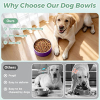 Dog Bowl, Stainless Stee Dog Water Bowl and Food Bowl - 64oz / Purple - image 3