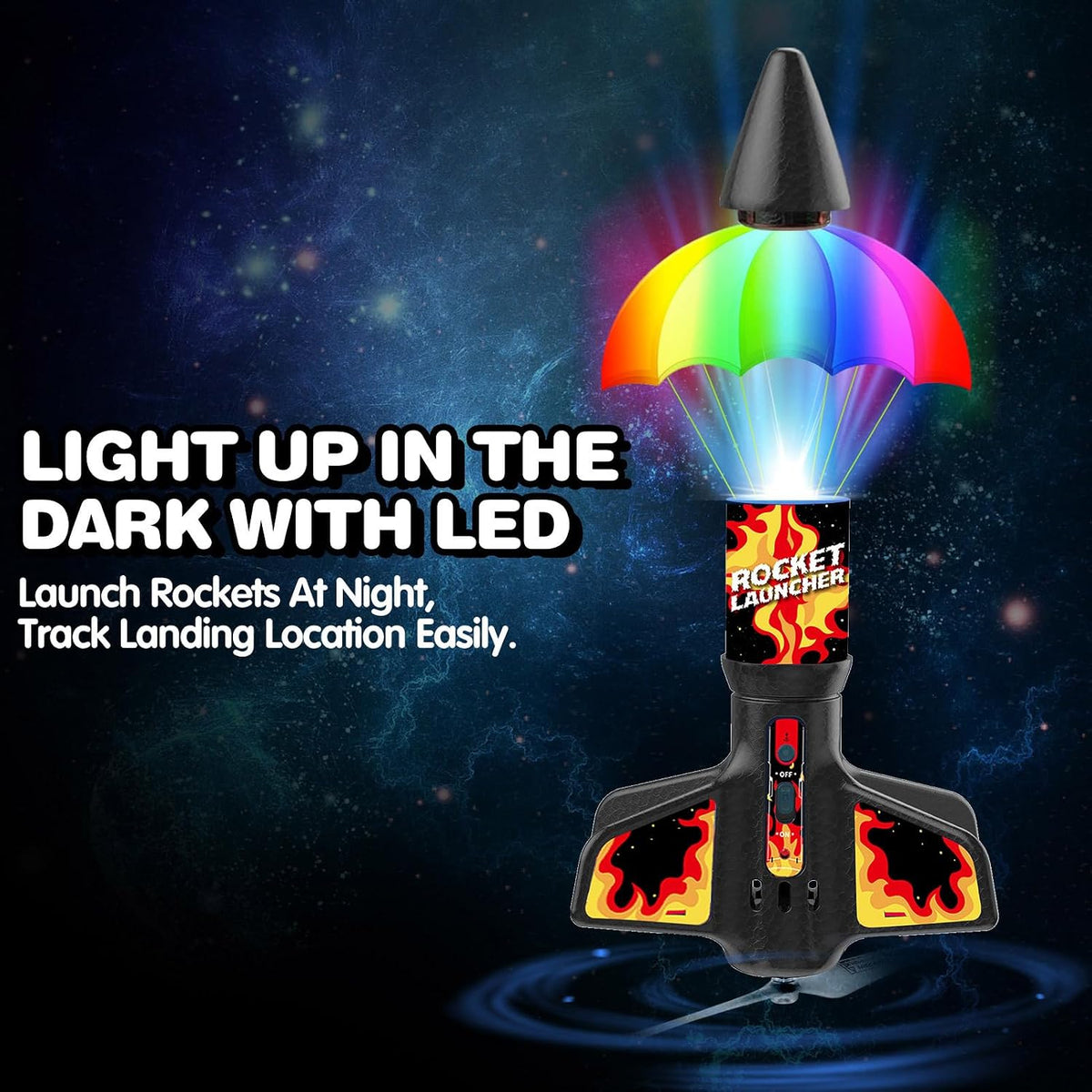 Rocket Launcher for Kids - Self-Launching 200 ft Motorized Outdoor Electric Play Toy, High Flying - Red - image 3