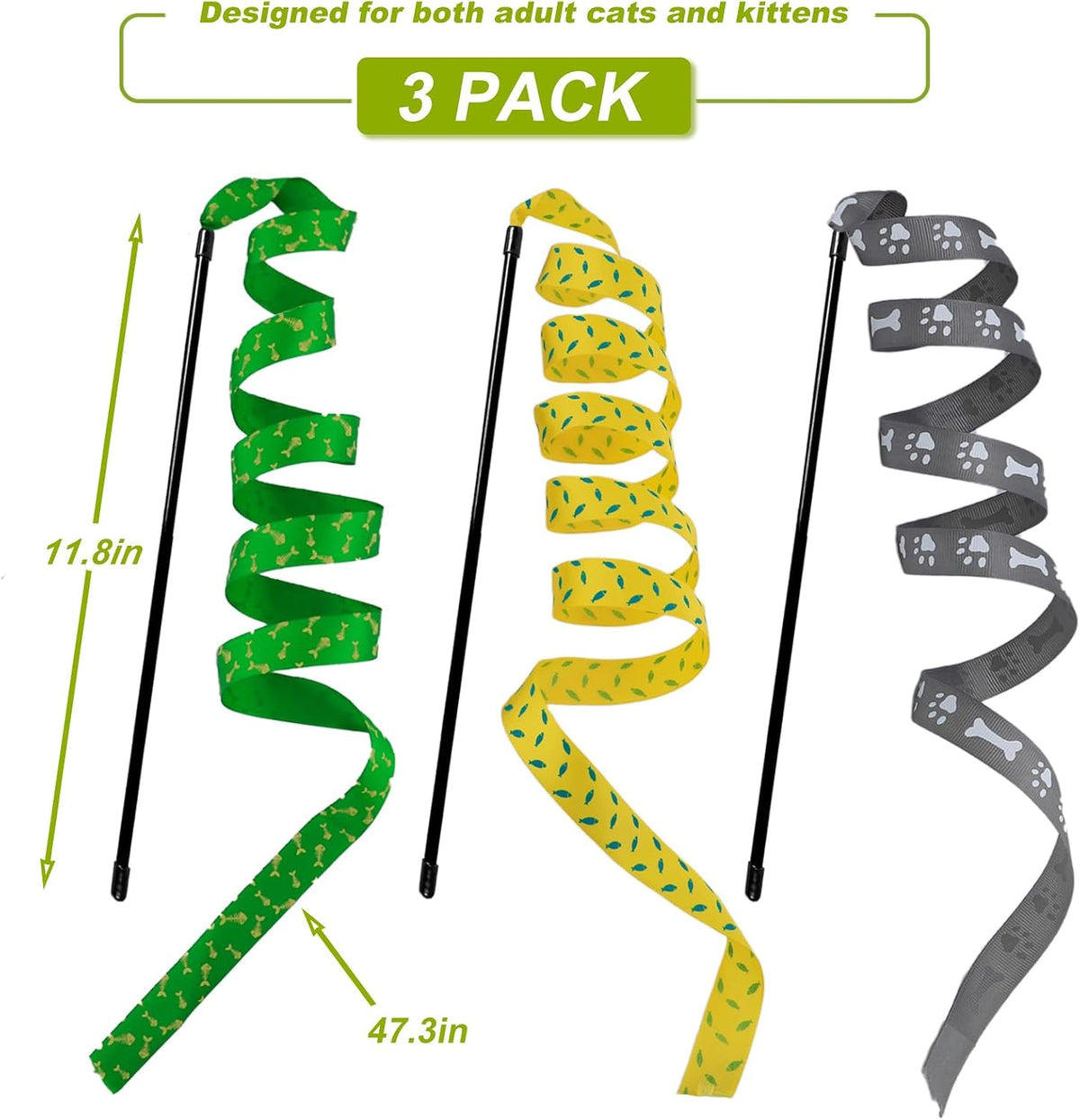 Interactive Cat Toy Wand with Catnip Mouse - 3 Pack String - image 3