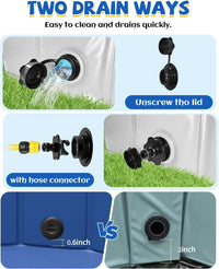 YSJILIDE Portable Dog Pool PVC Pet Swimming Bathtub Collapsible Hard - Light Grey / S-32" x 8" - image 4