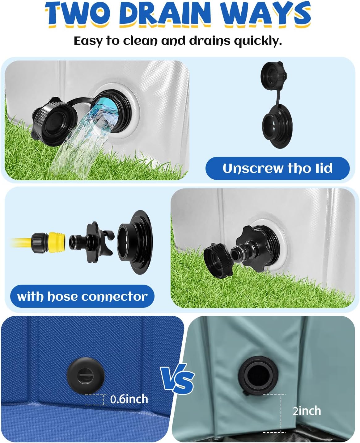 YSJILIDE Portable Dog Pool PVC Pet Swimming Bathtub Collapsible Hard - Light Grey / S-32" x 8" - image 4