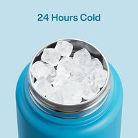 Insulated Water Bottle with Straw - Encool Stainless Steel Water Bottle, Leak-Proof, BPA-Free, Double Wall Vacuum Keeps Cold for 24 Hours for Sports, Travel, School (32 oz, Azure Blue)