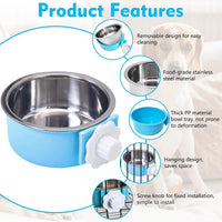 2PCS Stainless Steel Dog Bowls Set Removable Puppy Food and Water - 2 PCS / Size: M (Blue, Green) - image 3