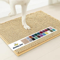 Muddy Mat® AS-SEEN-ON-TV Highly Absorbent Microfiber Door Mat and Pet Rug, Non Slip Thick Washable Area and Bath Mat Soft Chenille for Kitchen Bathroom Bedroom Indoor and Outdoor - Beige 3ft x 8ft