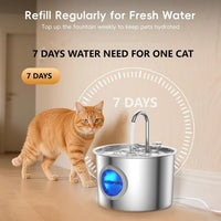 Stainless steel cat water fountain, 2.2L with water-level window and 3-stage filter - view 2