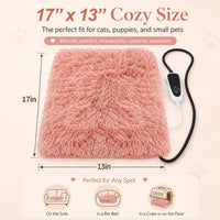 Pet Heating Pad for Cats with Normally Open Function - Pink Plush / 17.0"L x 13.0"W - image 2