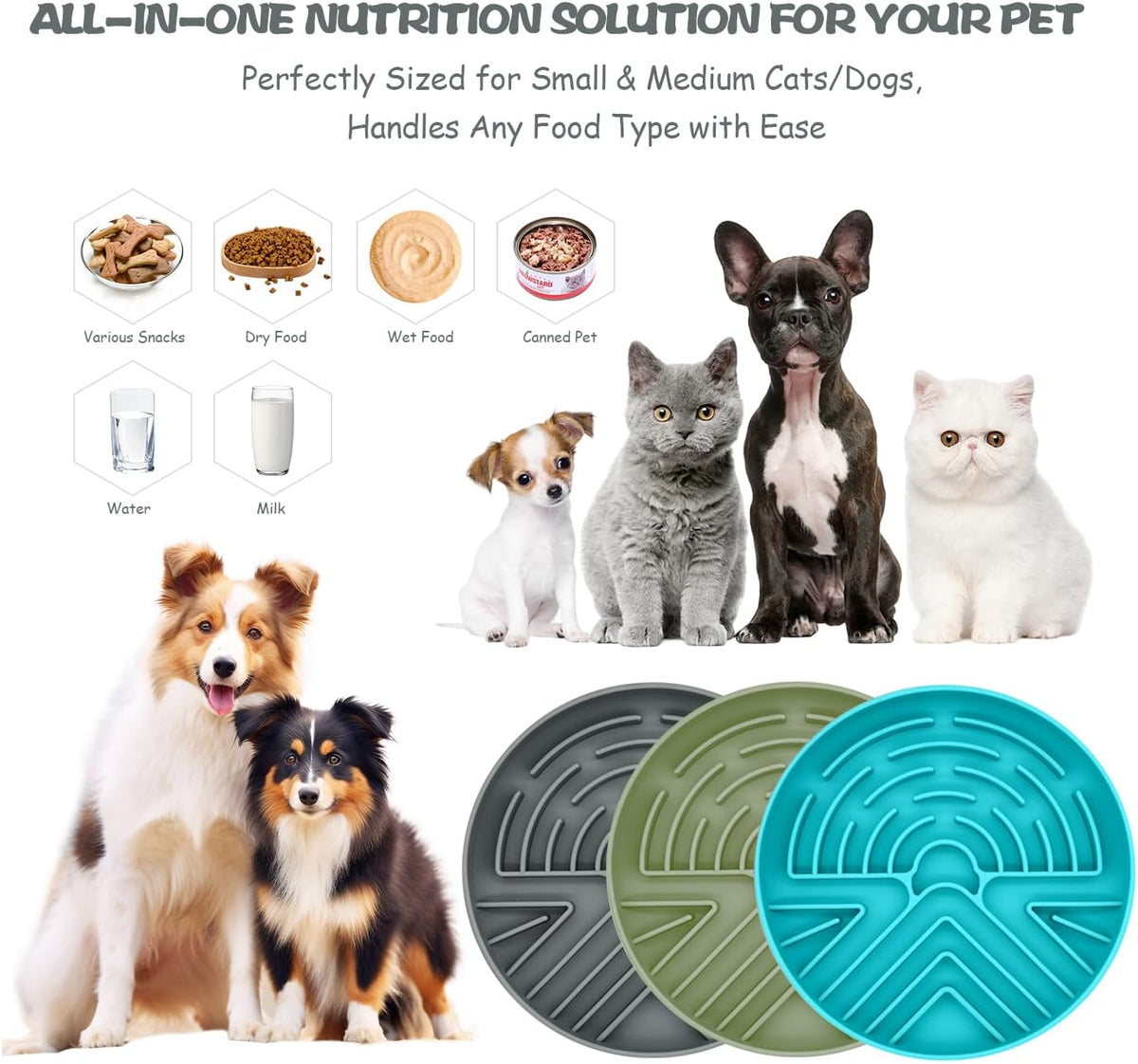 Lesipee Slow Feeder Dog Bowl for Large & Small Pets - Grey Green - image 2