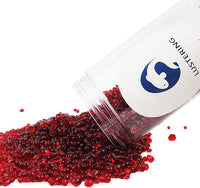 Lustering Decorative Round Glass Beads, Glass Marbles & Pebbles for Fire Pit Crafts, Resin Art & Vase Filler, Fish Tank & Aquarium Decoration, 3-6mm, 1-Pound (Red)
