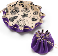CiyvoLyeen Dice Bag and Tray for Rolling and Storage Black Felt Velvet – Fun for Kids & Family - Purple