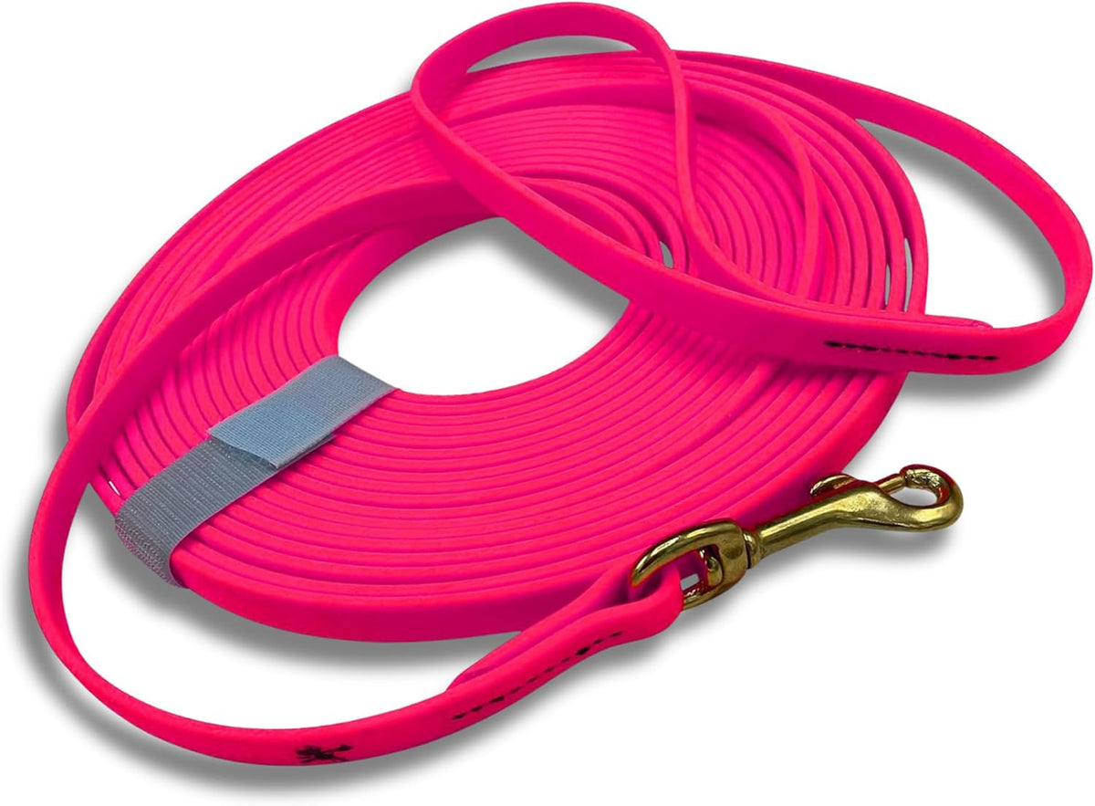 Biothane Long Line, Made in USA - Pink / 1/2" x 32.5ft