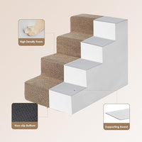 EHEYCIGA Dog Stairs for Bed 18" H, 4-Step Dog Steps for High Bed, Pet Steps for Small Dogs and Cats, Non-Slip Balanced Pet Ramp Indoor, Camel