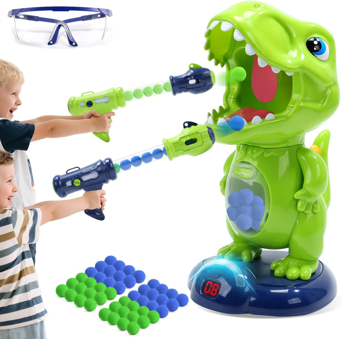 EagleStone T-Rex Dinosaur Shooting Target Game Toys with Air Power - 6b-green