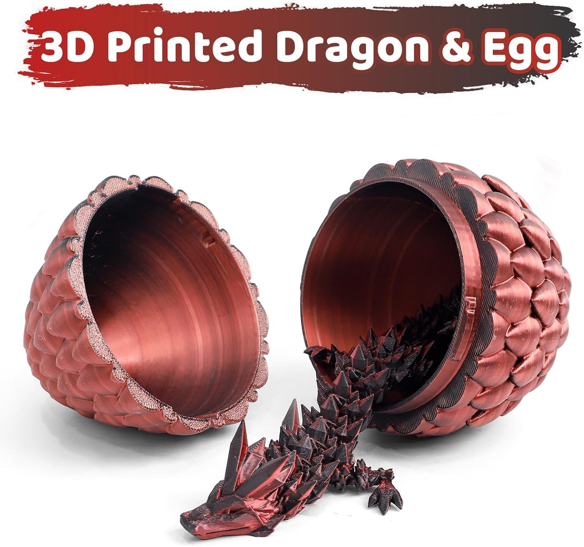 3D Printed Dragon Egg, Large 12" for Kids, Dragon Lovers - Black and Pink - image 3