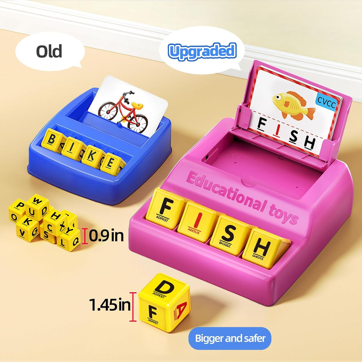 Montessori Matching Letter Game Toys for 3 4 5 Year Old Boy Girl - Big Size-Pink - image 4