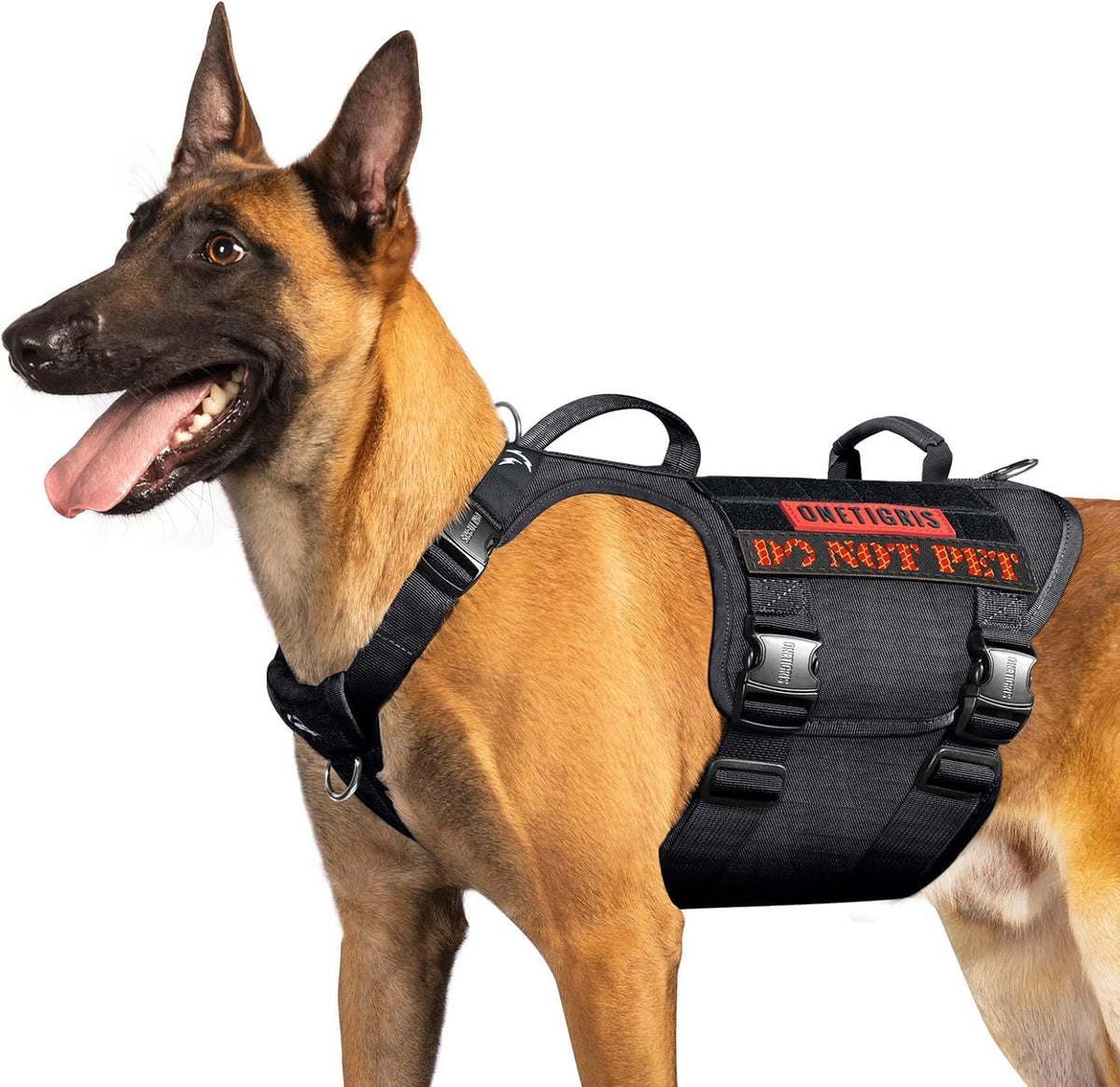 OneTigris Tactical Dog Harness with 5X Metal Buckle - M / Black