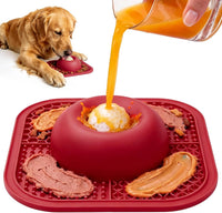 Slow Feeder Dog Bowls & Lick Mat for Liquid and Thick Treat - Large / Red
