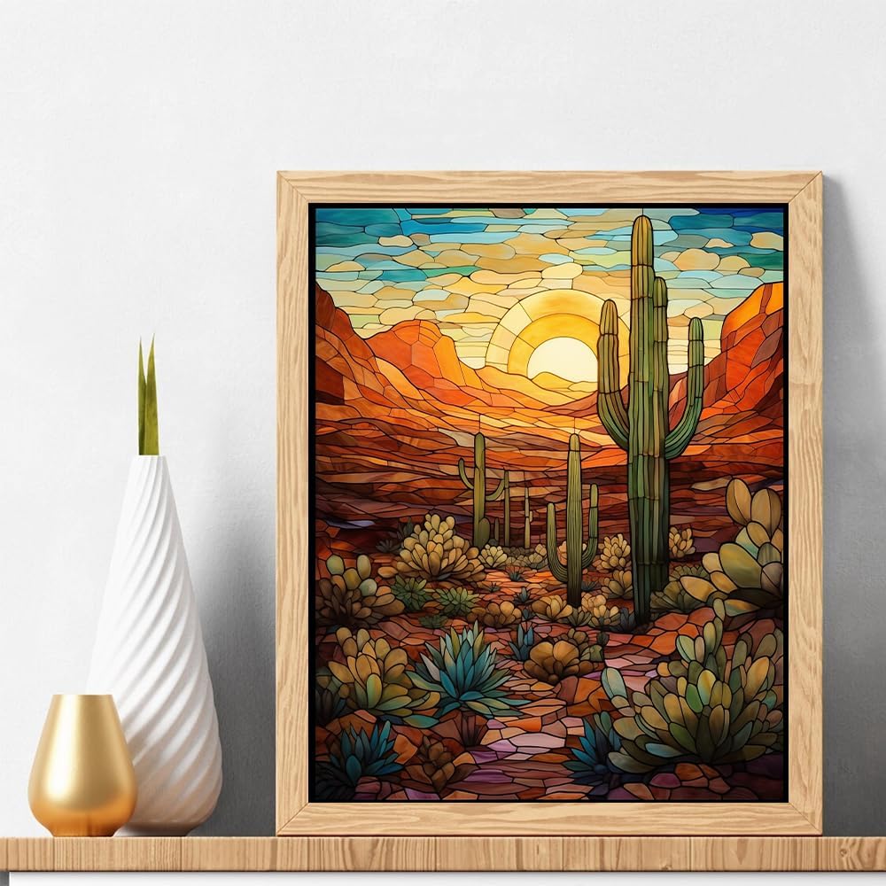 Natuyalo paint by numbers kit for adults, cactus wilderness landscape canvas 16x20 inch - view 17