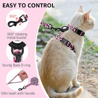 Adjustable Cat Harness and Leash Set with AirTag Holder - Pink Leopard - image 4