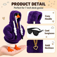 7inch Desk Goose Outfits, Mini Desktop Goose Clothes with Sunglasses & Necklaces, Brown Leopard - Dark Purple / 7 Inch - image 3
