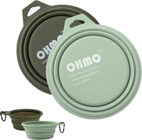OHMO Collapsible Dog Bowls for Pet Travel, Coral&Brick Red - 2x27oz / Camo&Sage Green