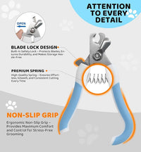 Pet Nail Clippers and Trimmers for Dogs and Cats, Professional Grooming Tool with Safety Guard, Sharp Blades, Free Nail File, Avoid Overcutting, Suitable for Small and Large Pets (Blue)