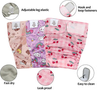 CuteBone Washable Dog Diapers Female No Tail Hole 3 Pack Reusable - For docked-tail, Cherry&rainbow&dessert / S - image 4