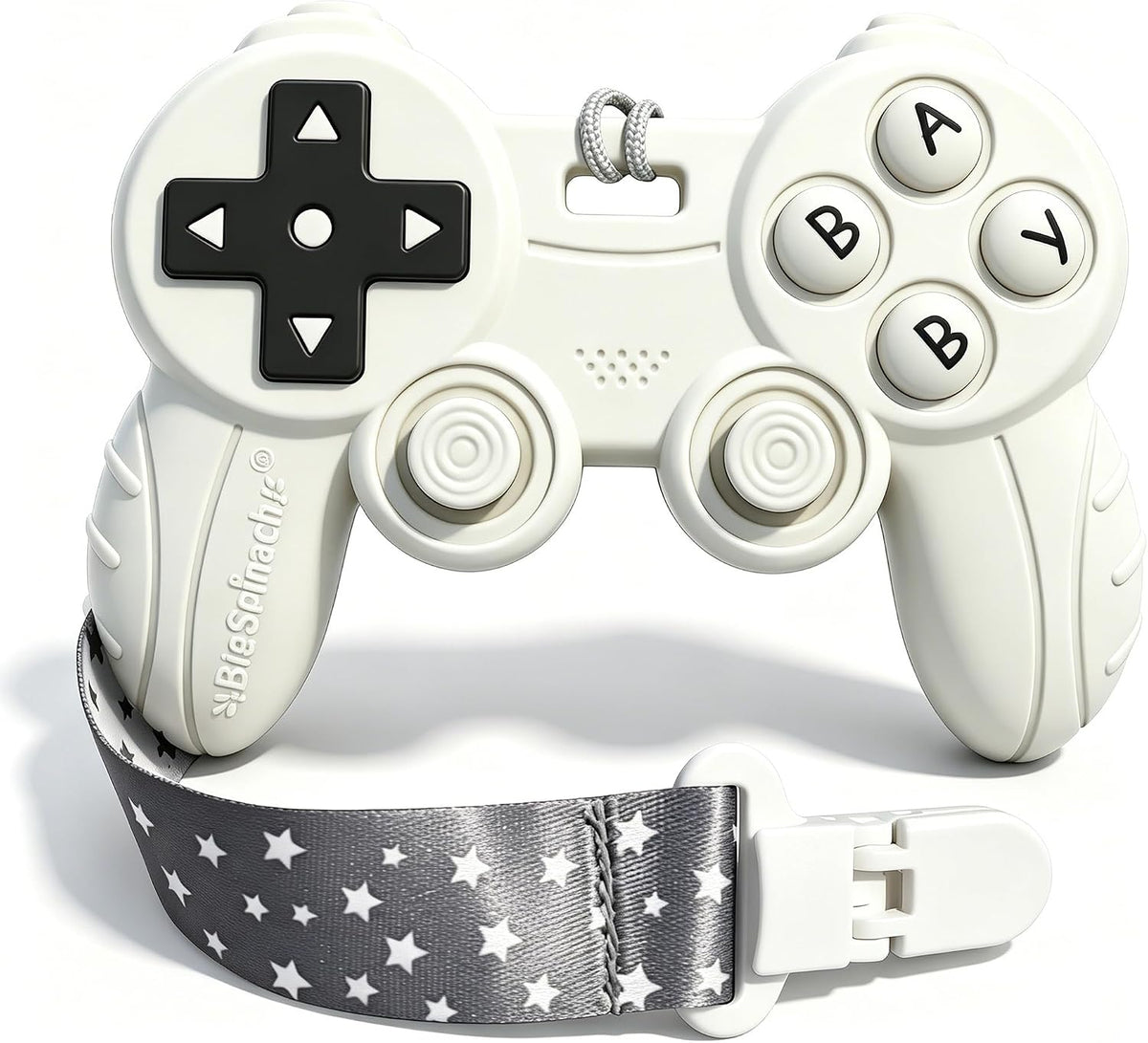 Cool Remote Game Control Teething Toy for Babies 0-6-12 Months - White