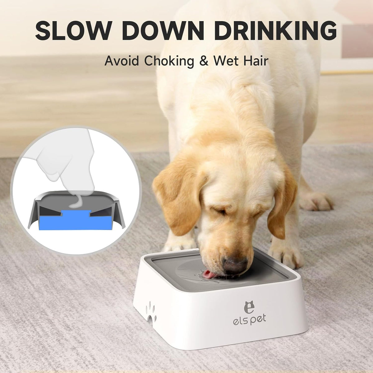 ELS PET No Spill Dog Cat Bowl 35oz 1L Anti Slip Travel Water - 2L / Grey - image 2