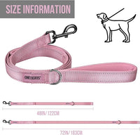 OneTigris Pink Dog Harness Leash Collar Set,Adjustable Dog Vest Harness for Walking Hiking Training(Medium)