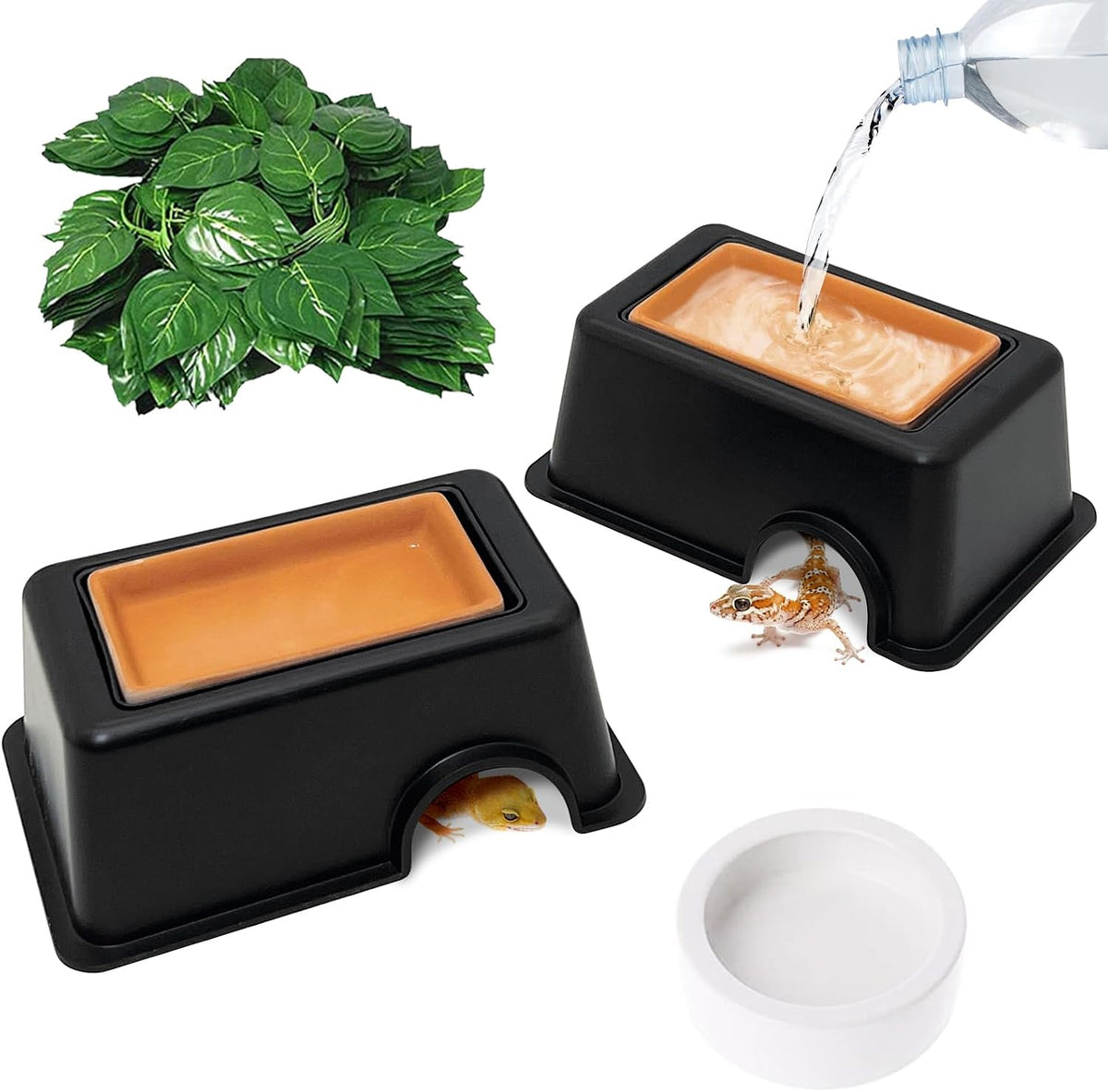 Leopard Gecko Humid Hide Reptiles Humidity Box – Essentials for Reptiles And Amphibians - Humidifying box-2Pack
