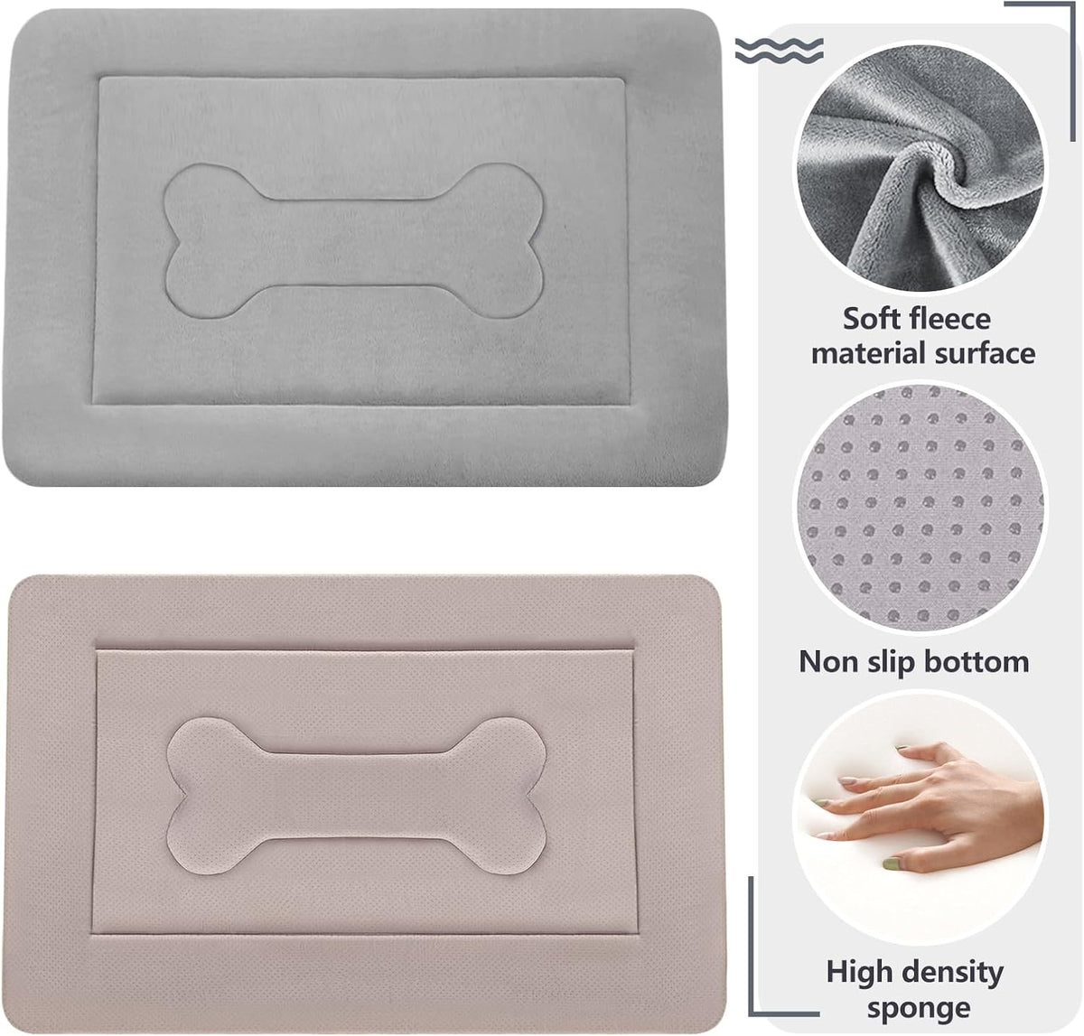 Large Dog Bed Soft Dog Crate Pad Mat 42 in Non-Slip Bottom Washable - 42.0"L x 28.0"W x 1.2"Th / Clay Gray - image 2