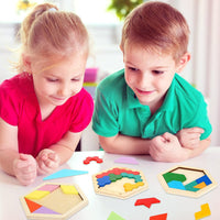 Jerify 5 pack wooden tangram puzzle for kids with colorful geometric blocks - view 4