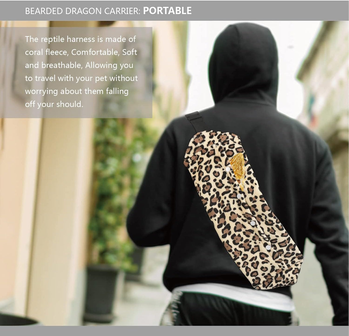 Bearded Dragon Leash and Harness Set, Beardie Carrier - Leopard Pattern - image 3
