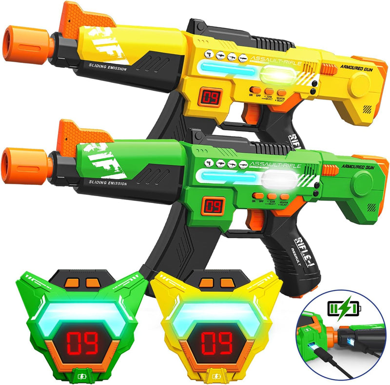 inodoo rechargeable laser tag set of 4 blasters with LED digital vests