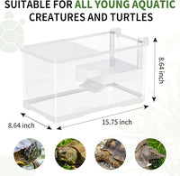 (Tank + Light + Filter + Filter Balls) Turtle Tank Kit, Turtle Tank Starter Kit,Bottom Drainage, Multi-Function Areas for Turtles, Crabs,Fishes, Amphibians,Reptiles. (15.75 x 8.64 x 8.64 Inch)